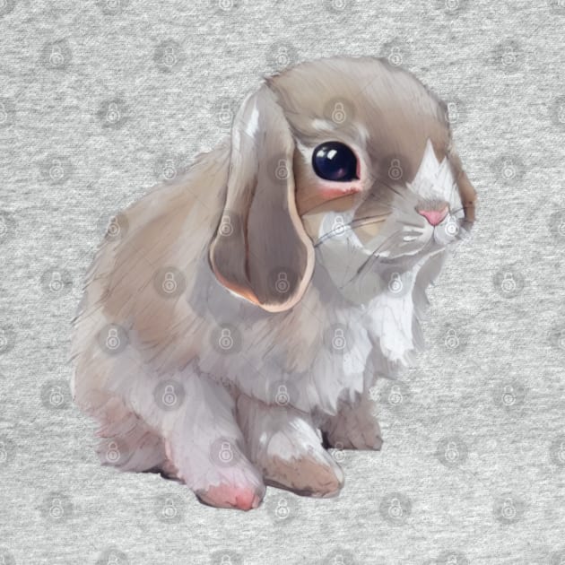 Grey Mini Lop Rabbit Bunny with Adorable Face by wigobun